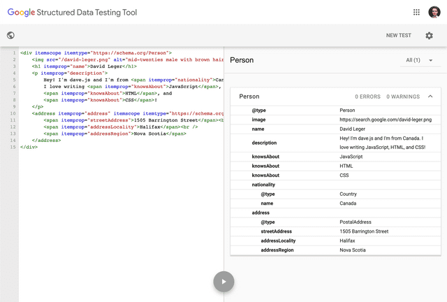 A dashboard with HTML code on the left and a tree of parsed item data on the right.